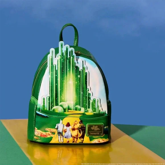 Exclusive Loungefly Wizard of Oz Emerald City GITD Mini Backpack and Wallet Set - Picture 13 of 15